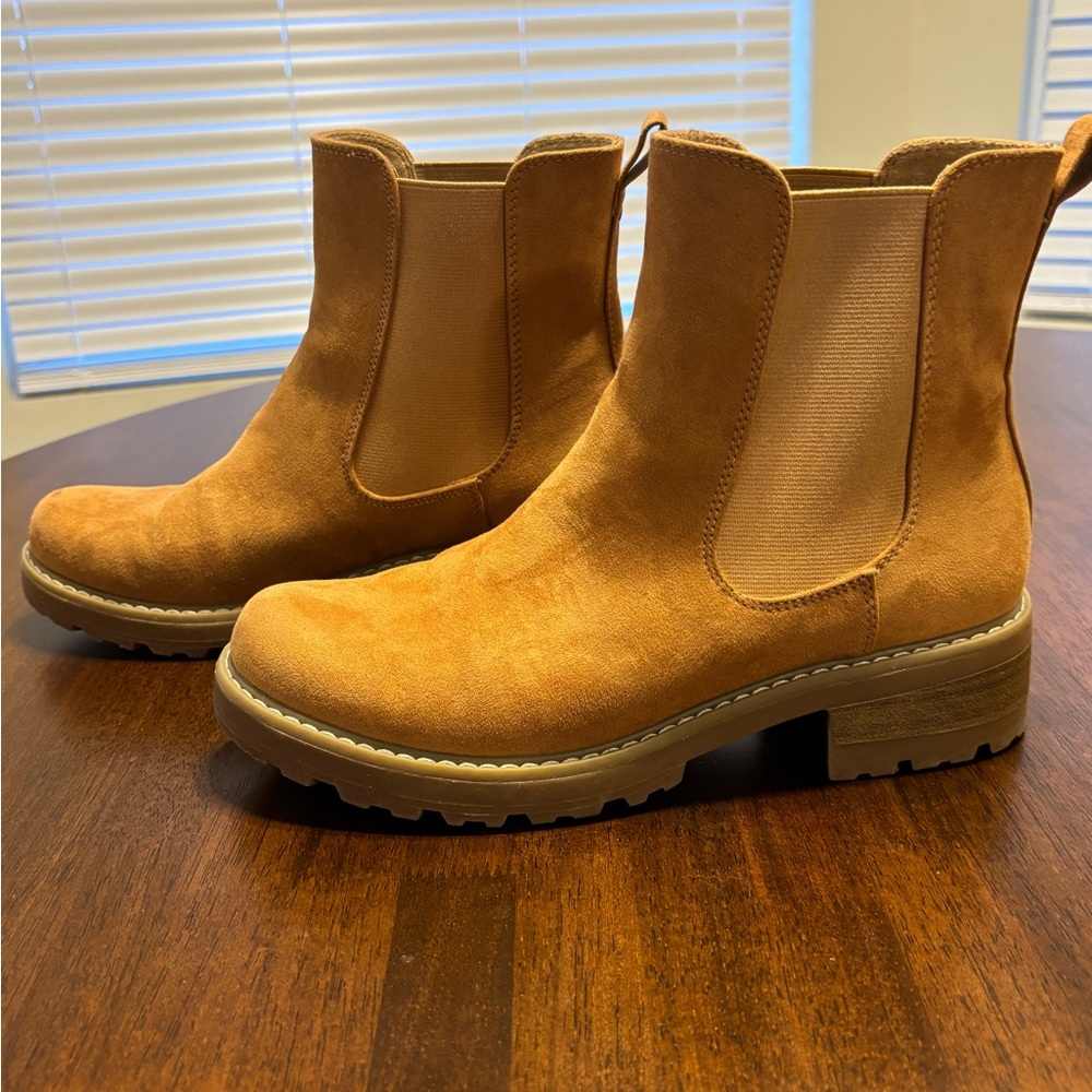 Universal Thread Suede Chelsea Booties in Camel Tan